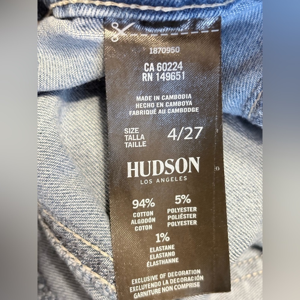 Hudson Mid Rise Tie Waist Wide Leg Cropped Light Wash Jeans 27 4 - Picture 11 of 12